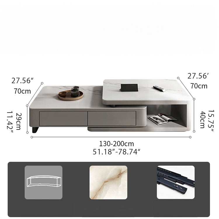 センターテーブル セラミック天板 幅130〜200cm 伸縮式 fjys-3002