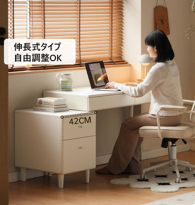 デスクテーブル　伸縮デスク　幅103～153cm　引き出し付きテーブルA286X03