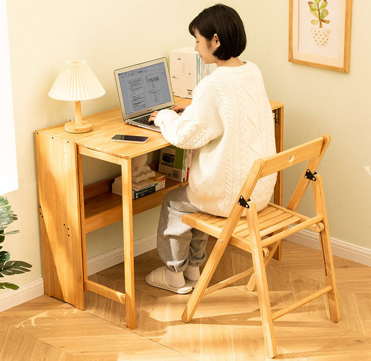 デスク　折りたたみテーブル　壁寄せ省スペース　竹天然素材を使用した環境に優しい家具G3-7224
