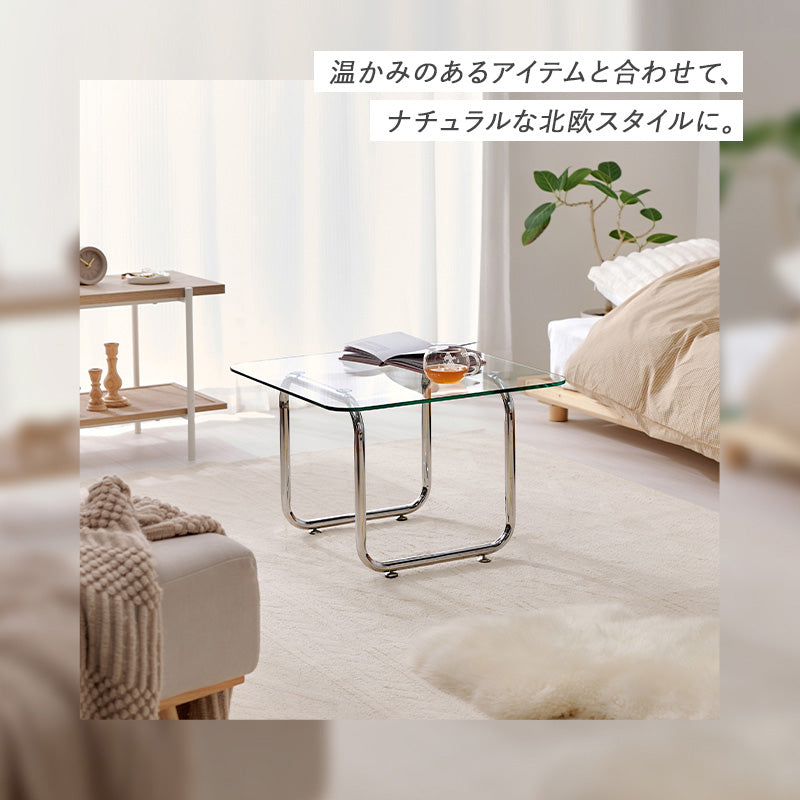 コーヒーテーブル　長方形正方形　ガラステーブル　クリアサイドテーブル　【一部在庫品】BT-8671