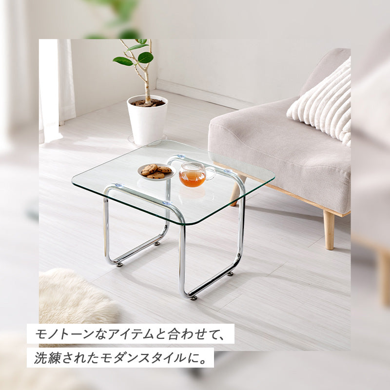 コーヒーテーブル　長方形正方形　ガラステーブル　クリアサイドテーブル　【一部在庫品】BT-8671