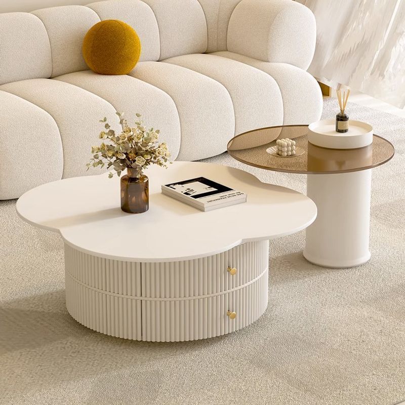 ローテーブル　Coffee table 天板回転可能　ホワイトセラミック 強化ガラス htt-3847