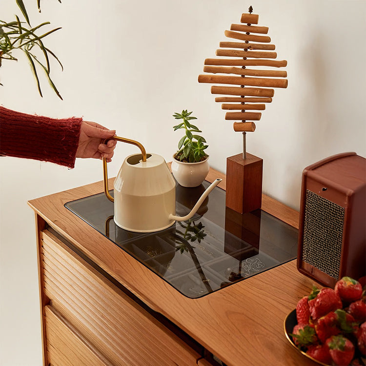 チェスト3段　タンス　引き出しがついたチェリー材使用した収納家具　hqx-6114