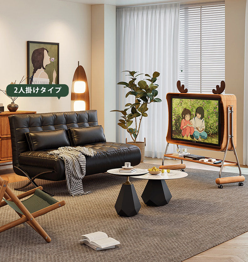 ソファ折りたたみソファベッド ステンレス+合成皮革製ソファー | モダンデザイン  fbby-1382