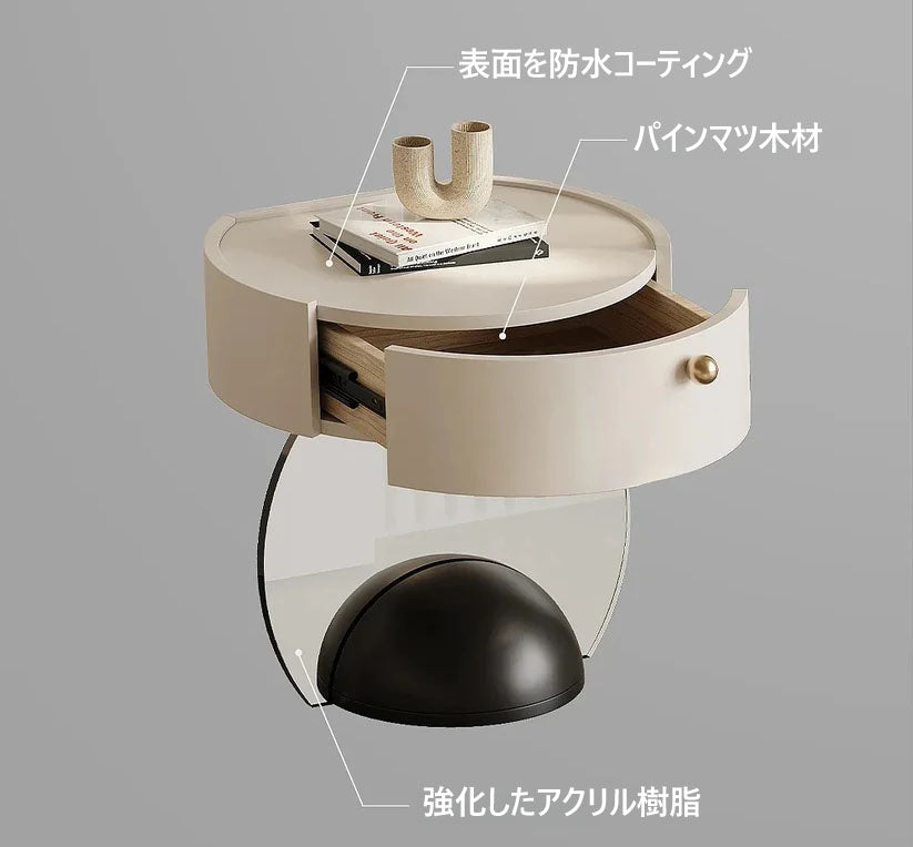 モダンなデザインのサイドテーブル　収納付きベッドサイドテーブル　fjd-4735
