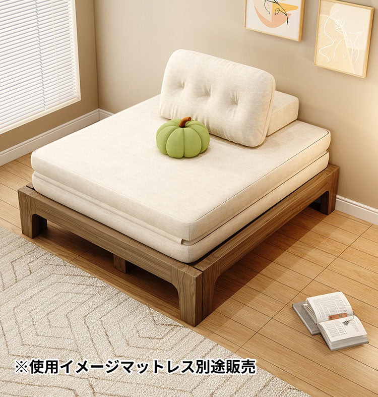 伸縮式すのこベッド　天然木材ベッドフレーム単品 fthjh-8612