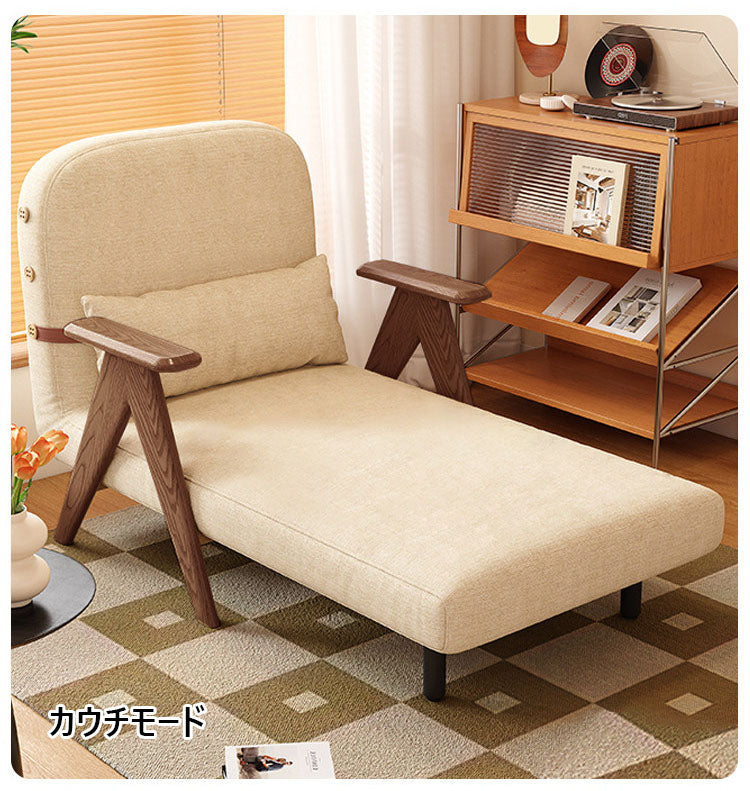 折りたたみソファベッド 2WAY 多機能 コンパクト 一人暮らし向け カウチソファ シングルベッド 天然木フレーム 伸縮式 ソファベッド fms-1846