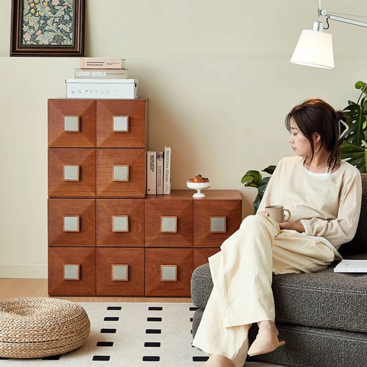 無垢材 多層板 キャビネット チェスト　組み合わせ収納家具| 高品質収納ソリューション fmy-1163