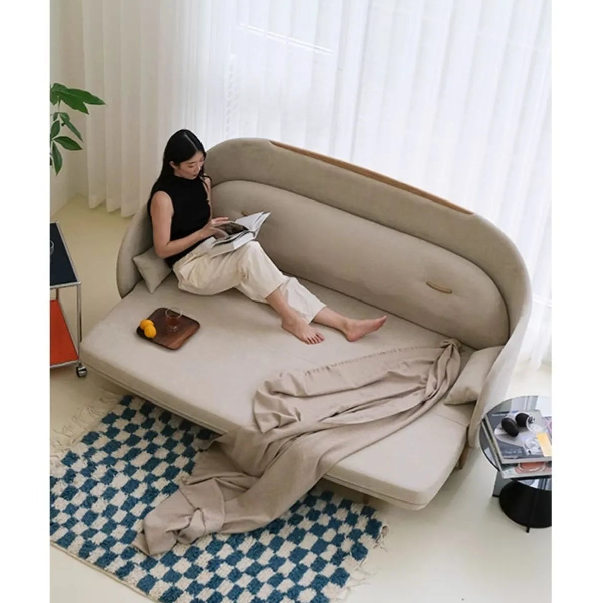 ソファー ダークグレー ベージュ ブルー オーク 多層板 エアレザー ベルベット fzy-3335