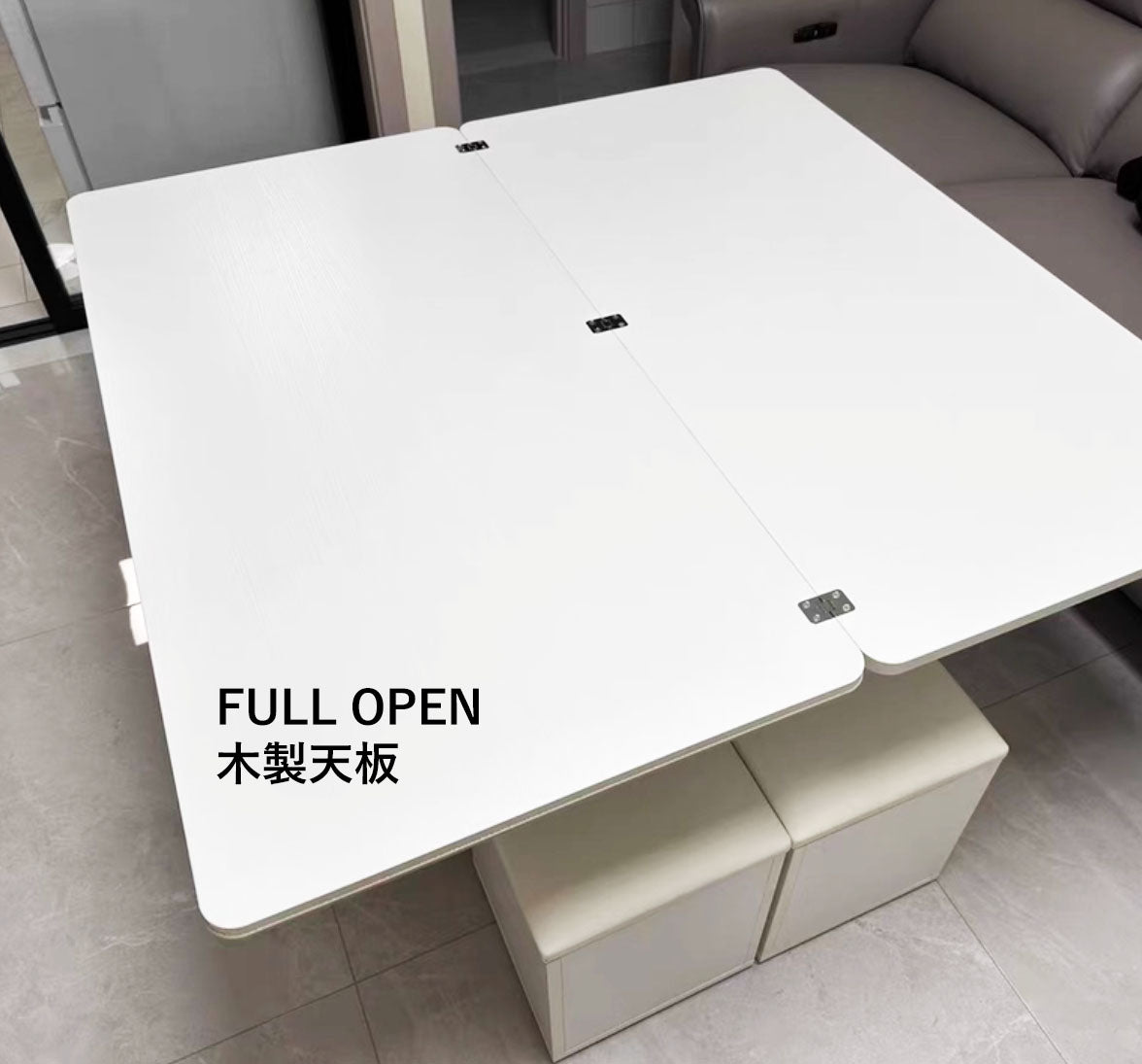 【在庫品】3way多機能リビングテーブル大理石調ガラス天板gy-n-23