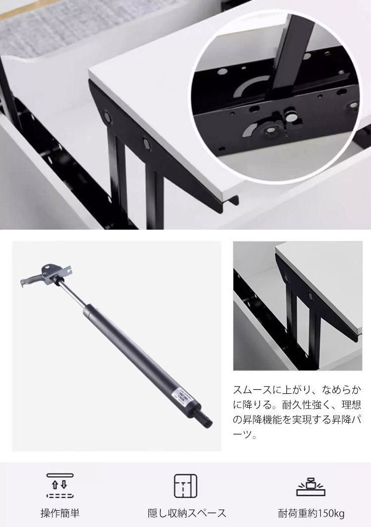 【在庫品】3way多機能リビングテーブル大理石調ガラス天板gy-n-23