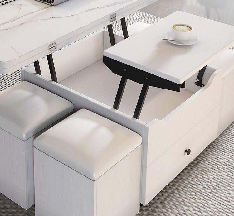 【在庫品】3way多機能リビングテーブル大理石調ガラス天板gy-n-23