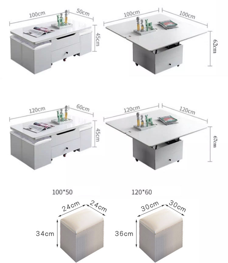 【在庫品】3way多機能リビングテーブル大理石調ガラス天板gy-n-23