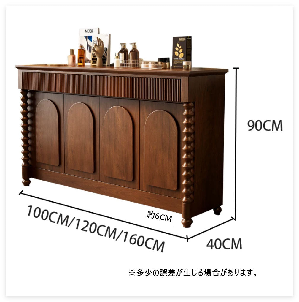 クラシックデザインの無垢材キャビネット 収納家具 hbs-4438