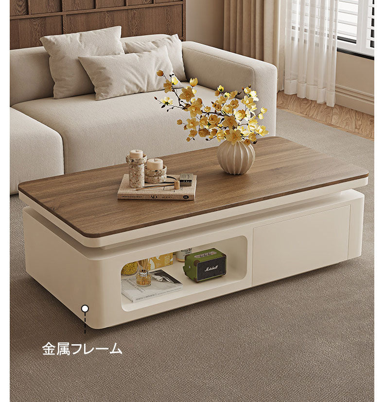 ローテーブル　リビングコーヒーテーブル　木材天板/セラミック天板　金属フレームおしゃれな部屋におすすめ収納家具　htyjj-7363-3