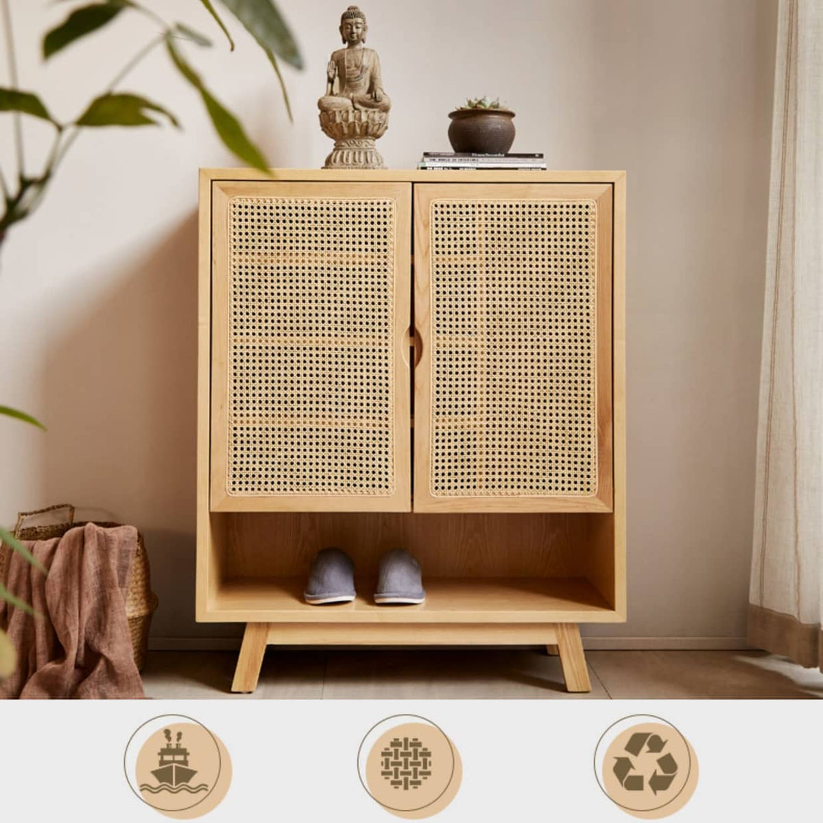 ラタン キャビネット 玄関靴収納 htzm-1508