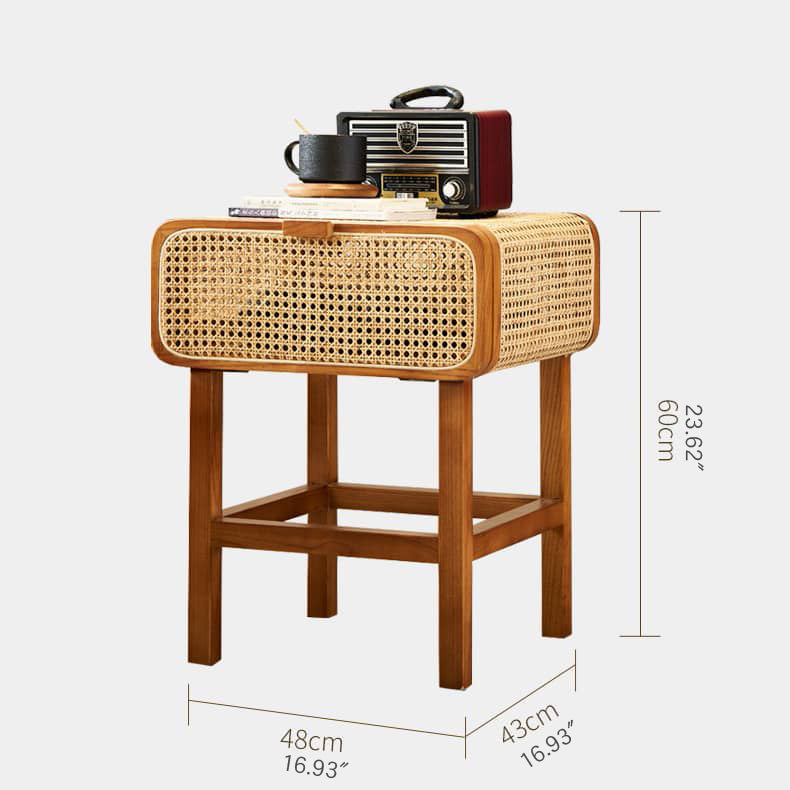 ラタン使用の高品質ナイトテーブル htzm-1524