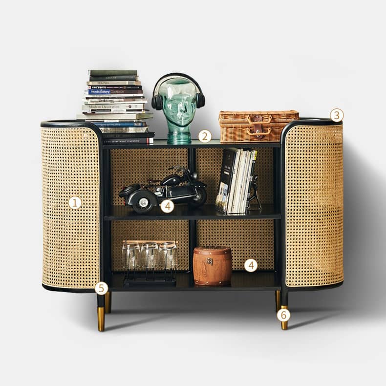 ラタン材のキャビネット 収納家具 htzm-1525