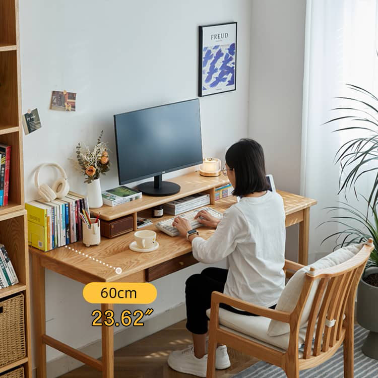 机デスク レッドオーク & ウォールナット 銅製 テーブル - 高級感溢れるデザイン hykmq-749 - BestKagu