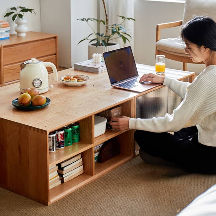 ボックス収納家具　組み合わせ自由収納　チェリー材・多層板・ガラス・銅製キャビネット - 高級感あふれる収納家具 hykmq-789