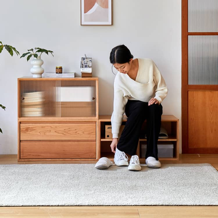 ボックス収納家具　組み合わせ自由収納　チェリー材・多層板・ガラス・銅製キャビネット - 高級感あふれる収納家具 hykmq-789