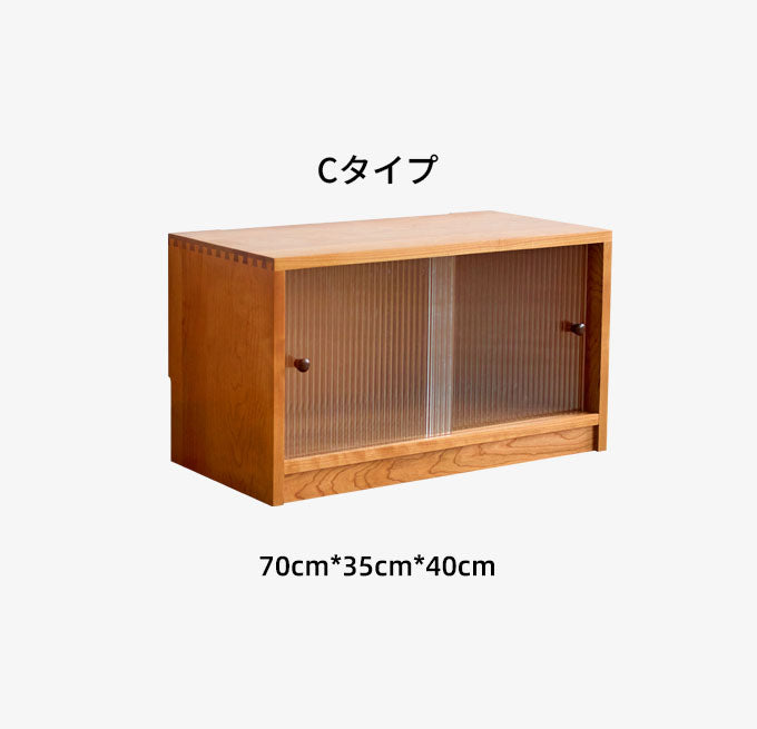 ボックス収納家具　組み合わせ自由収納　チェリー材・多層板・ガラス・銅製キャビネット - 高級感あふれる収納家具 hykmq-789