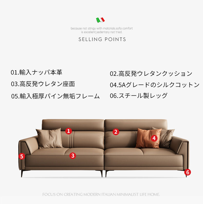 高品質パイン材使用！贅沢シリコンフィル＆グースダウンクッション ソファー - 合成皮革仕上げ hzh-1352