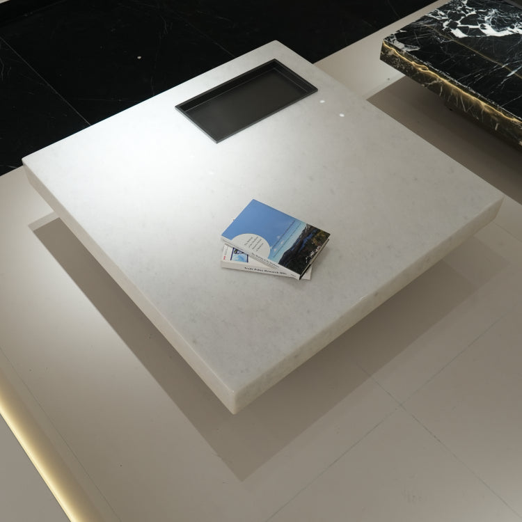 【実店舗展示中】コーヒーテーブル　天然大理石リビングテーブル　正方形型センターテーブル　jrjj-899A