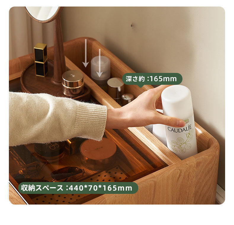 ドレッサー 化粧台 幅78cm メイク台 鏡台 無垢材 伸長調節自由 y-L9051/k7052