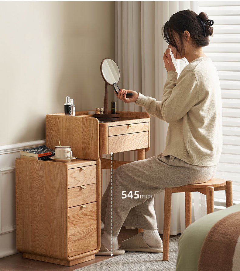 ドレッサー 化粧台 幅78cm メイク台 鏡台 無垢材 伸長調節自由 y-L9051/k7052