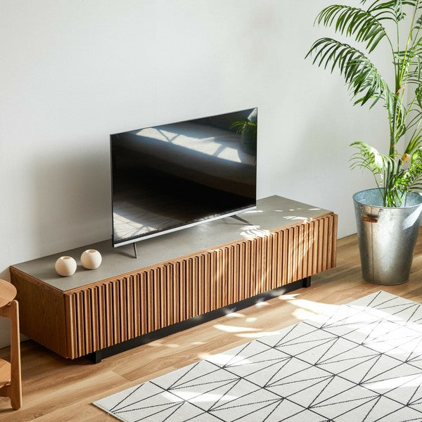【在庫品】日本製 180幅/200幅テレビボード　格子とセラミック調が特徴　無垢材のTVボード　ヴィンテージナチュラル色 sup-12806966