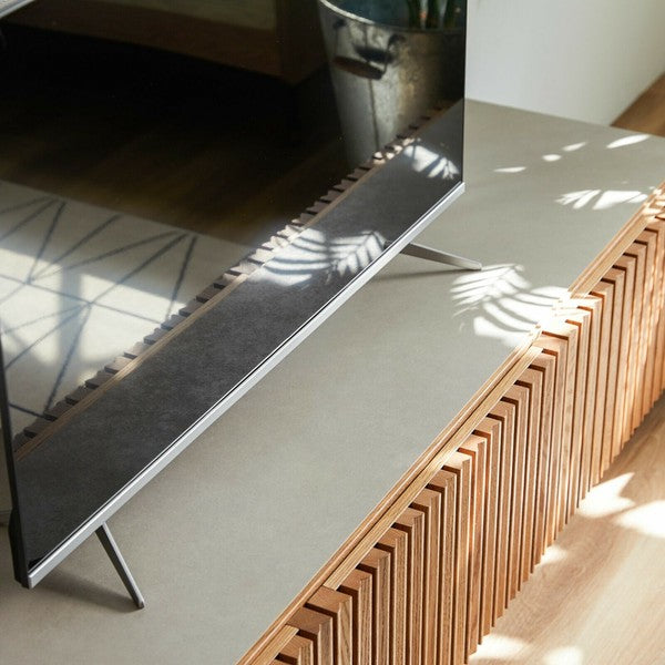 【在庫品】日本製 180幅/200幅テレビボード　格子とセラミック調が特徴　無垢材のTVボード　ヴィンテージナチュラル色 sup-12806966