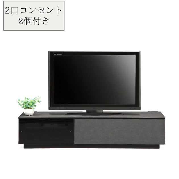 【在庫品】テレビボード シンプルモダンなブラックのセラミック調ローボード　ブラック色sup-13425939