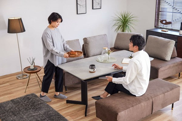 【在庫品】ダイニングテーブル、リビングテーブル傷・汚れに強いメラミン天板　食事・くつろぐ・デスクワークの移行がスムーズに行える時短テーブル　140/160サイズ　2色対応sup-13688142