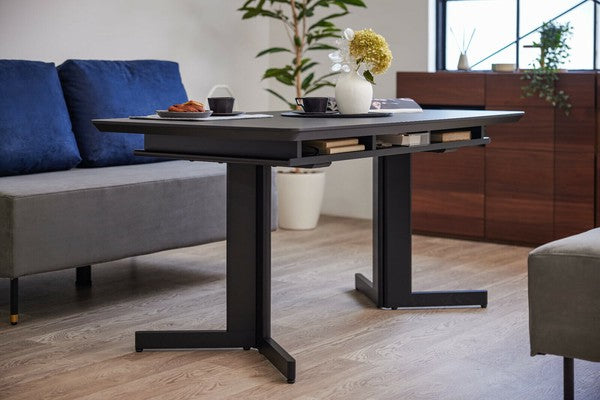 【在庫品】ダイニングテーブル、リビングテーブル傷・汚れに強いメラミン天板　食事・くつろぐ・デスクワークの移行がスムーズに行える時短テーブル　140/160サイズ　2色対応sup-13688142