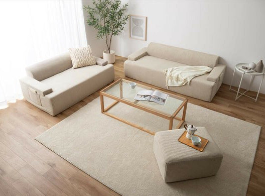 【在庫品】2人掛　3人掛けソファ　コーデュロイ生地のローソファー　完成品sup-13729374