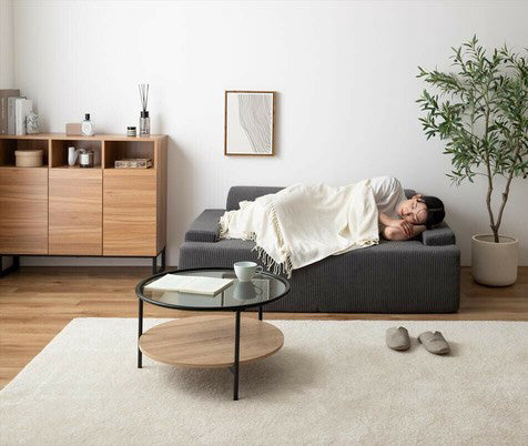 【在庫品】2人掛　3人掛けソファ　コーデュロイ生地のローソファー　完成品sup-13729374