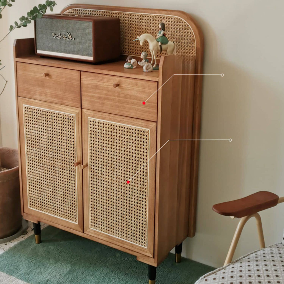 キャビネット 玄関収納　ラタンとアッシュ材使用　 tzm-514